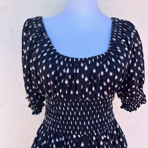 Brand New Madewell Black and White Patterned Long Sleeve Dress